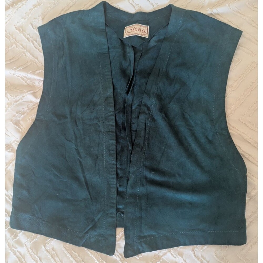 VTG 90s Siena G-III Women's Teal Microsuede Vest Women's Small Minimalist office